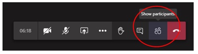 Click on the 'Show participants' icon to see the names of people in your meeting 