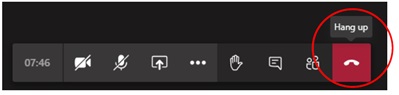 To end the call, pree the 'Hang up' icon