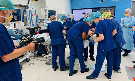 Children's Hospital film crew in PCH Theatre filming surgery