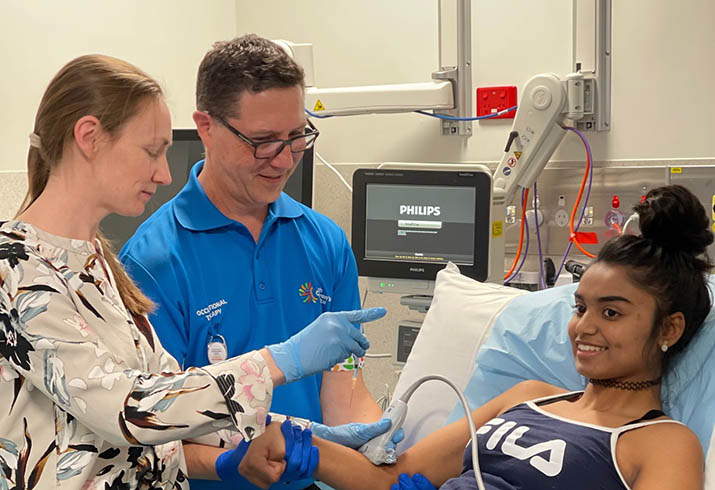 Falak receives treatment as part of the Botox study at Perth Children's Hospital