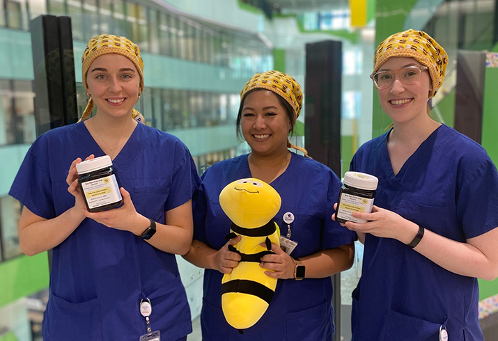 Research Assistants from the BEE Pain Free trial (l-r) Megan Dodd, Julie Nguyen and Emily Bell