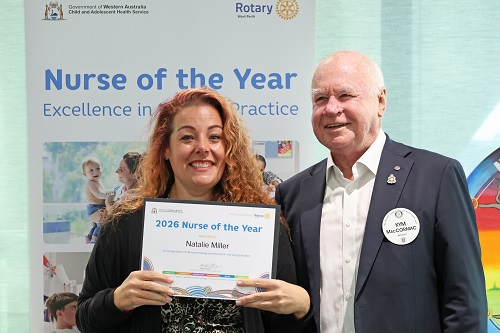 CAHS Nurse of the Year Winner Natalie with Kym from the West Perth Rotary Club