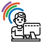 Icon of a person watching their computer screen