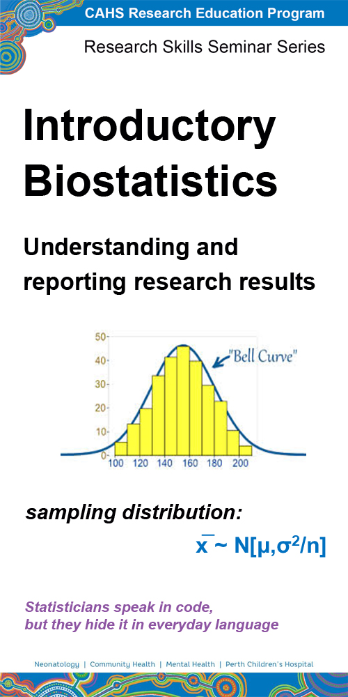 Promotional image for "Introductory Biostatistics" seminar 