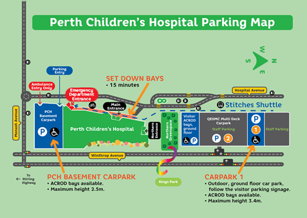 Map of carparks for PCH